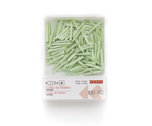 CUÑAS KDM madera cortas delgadas verdes 100ud
