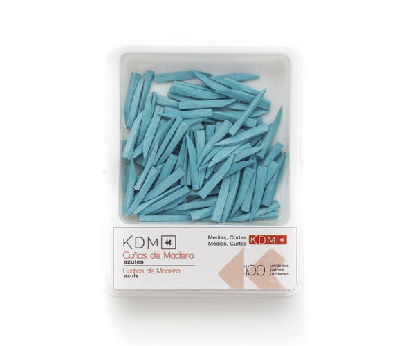 CUÑAS KDM madera cortas medianas azules 100ud