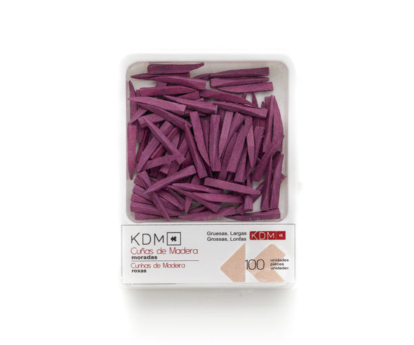 CUÑAS KDM madera largas finas moradas 100 ud