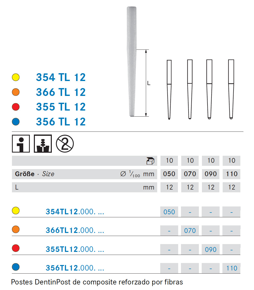 DENTINPOST KOMET ER 355TL12.000.090 5 ud