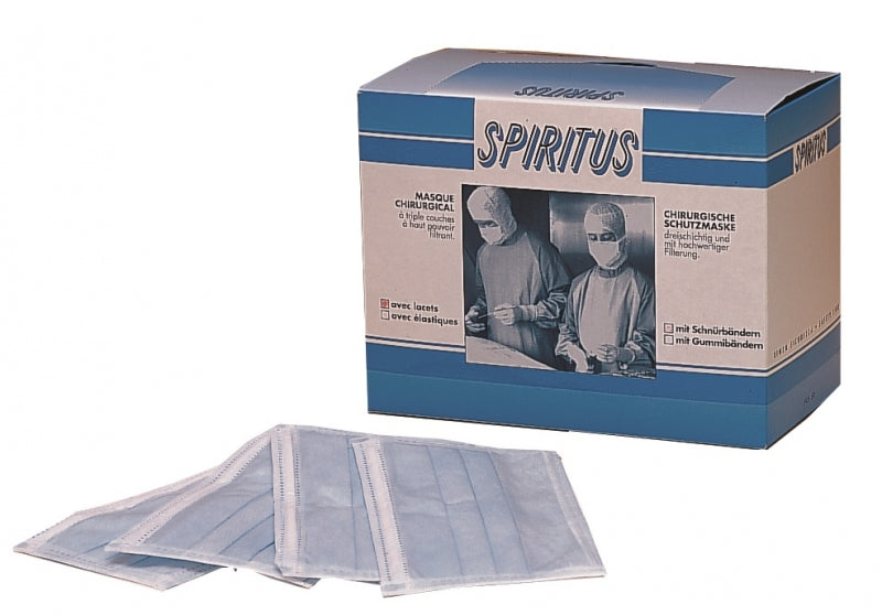 MASCARILLA SPIRITUS PLUS s/latex c/elastico azul 50 ud