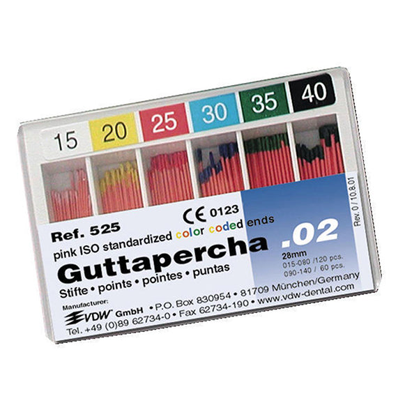PUNTA GUTAPERCHA VDW color 28 mm conic 02 nº 70 120 ud