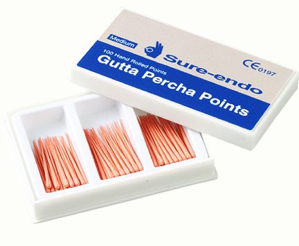 PUNTAS GUTTAPERCHA SURE DENT pirata fina 100 ud