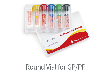 Gutta-percha Sure Dent No. 20 points, round vial, 120 units