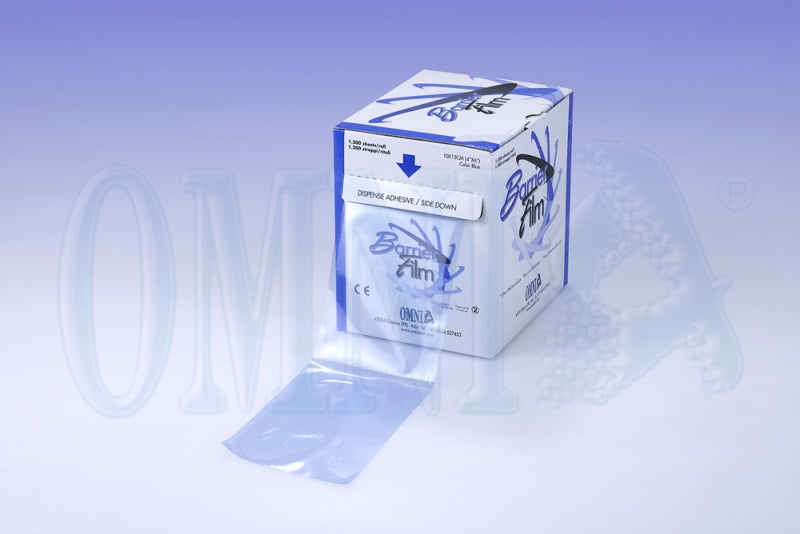 PELICULA OMNIA adhesiva rollo precortada 10x15 azul 1200 ud