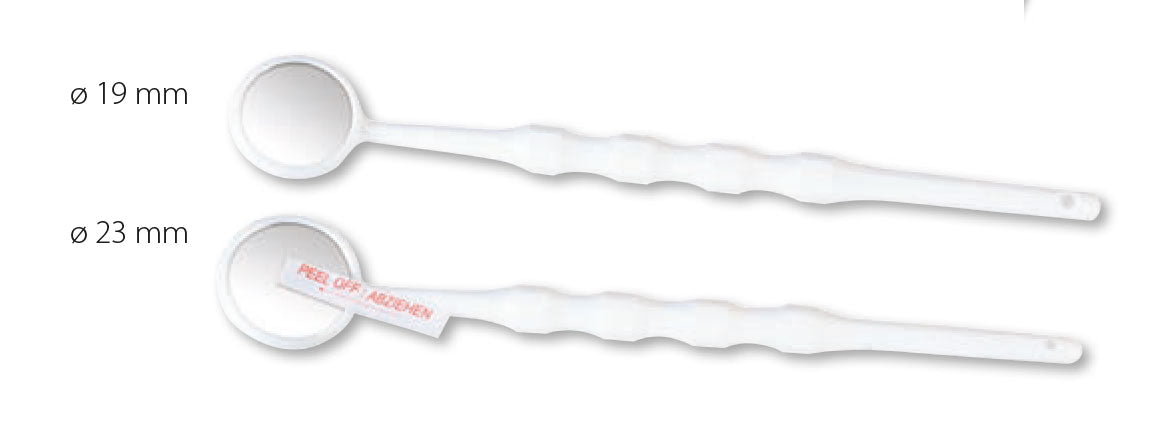 H&amp;W Disposable Mirrors, Gloss White, No. 4 (19mm), 100 units