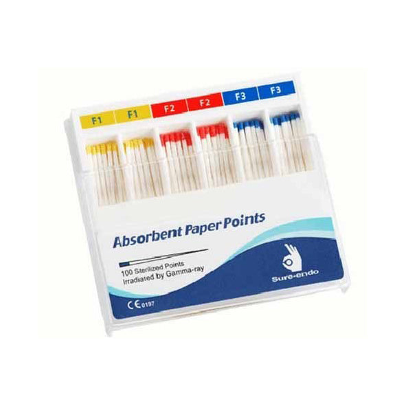 PUNTES PAPER SURE DENT F1/F2/F3 protaper assortida 100 u.