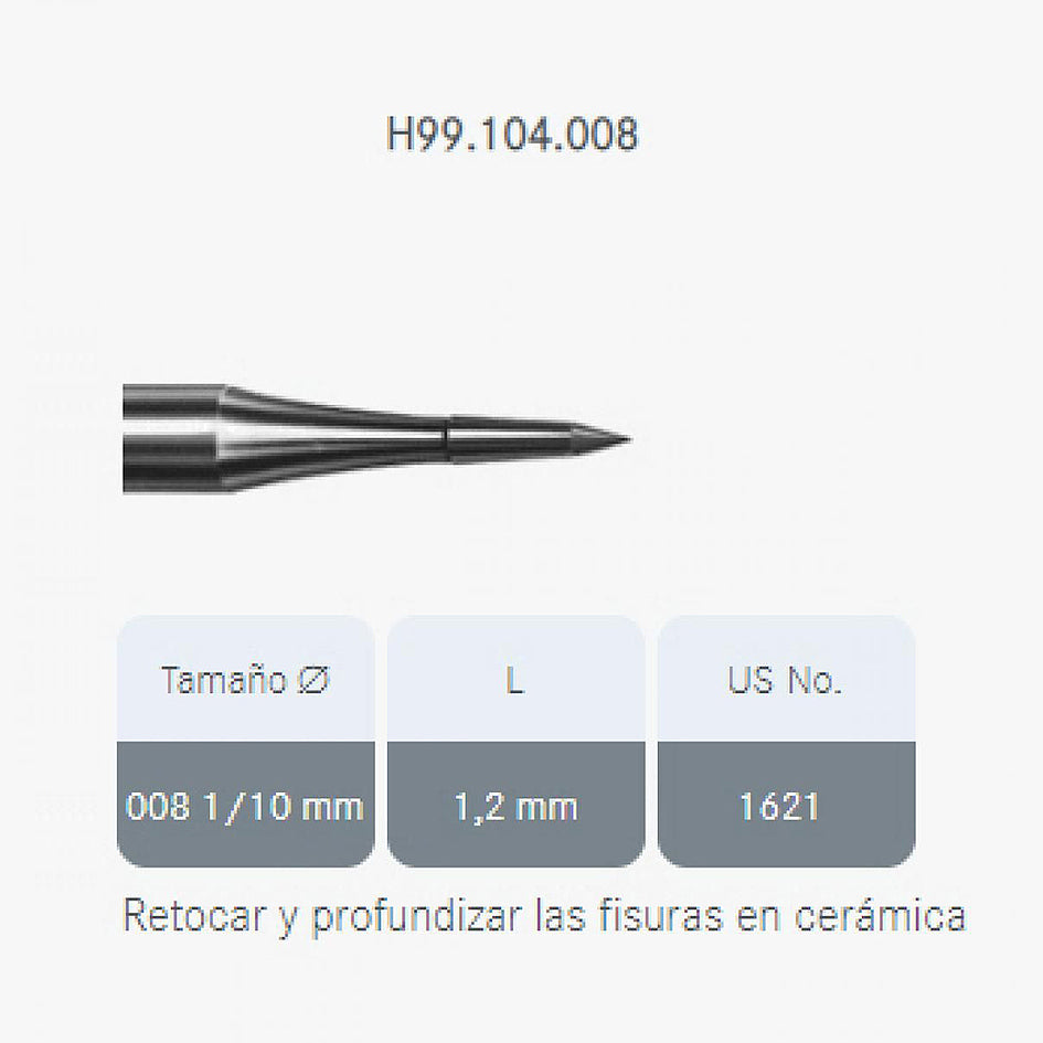 H99.104.008 KOMET MADUIXA C. TUNGSTENO LLANÇA PEÇA DE MÀ ø 008 - 5uds