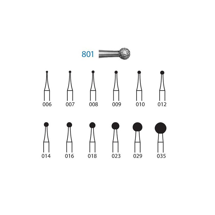 801.316.029  KOMET FRESA DIAMANTE BOLA TURBINA XLARGO ø 029 GRANO ESTANDAR 5 ud.