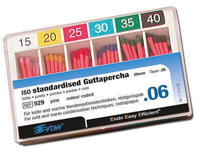 PUNTA GUTAPERXA VDW color 28 mm conic 06 nº 20 60 u