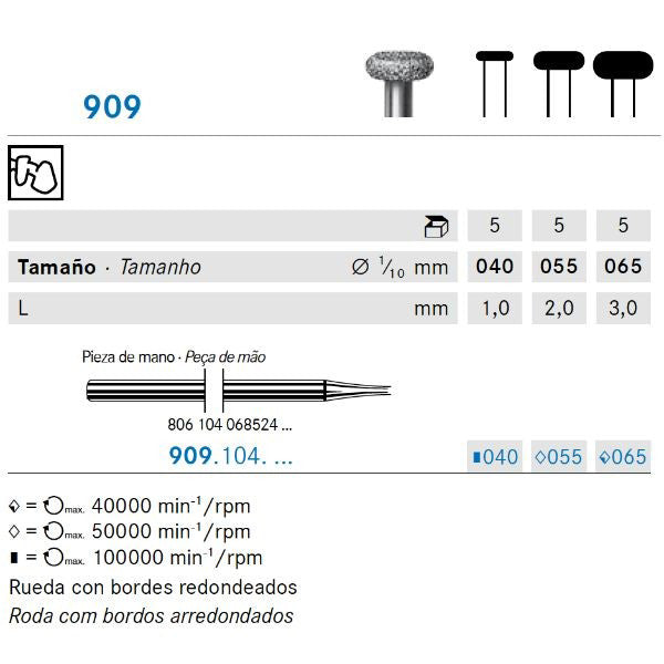 909.104.055 KOMET MADUIXA DIAMANT RODONA PEÇA DE MÀ ø 055 - 5uds