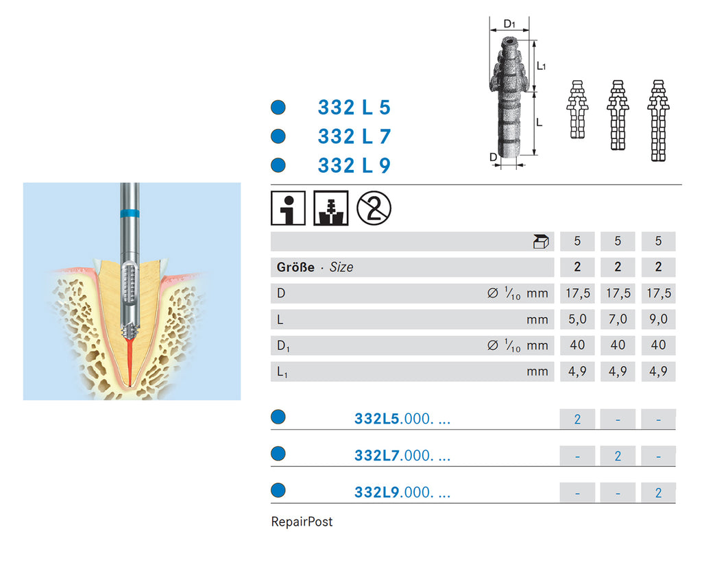 REPAIRPOST KOMET 332L7.0.2 perno titanio 5 ud
