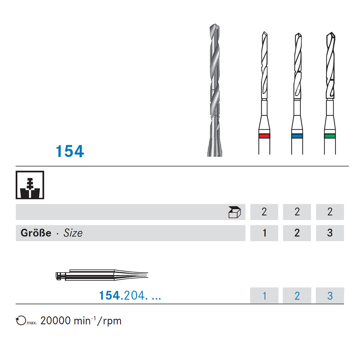 VARIO KOMET 154.204.3 taladro de rosca esteril 2 ud