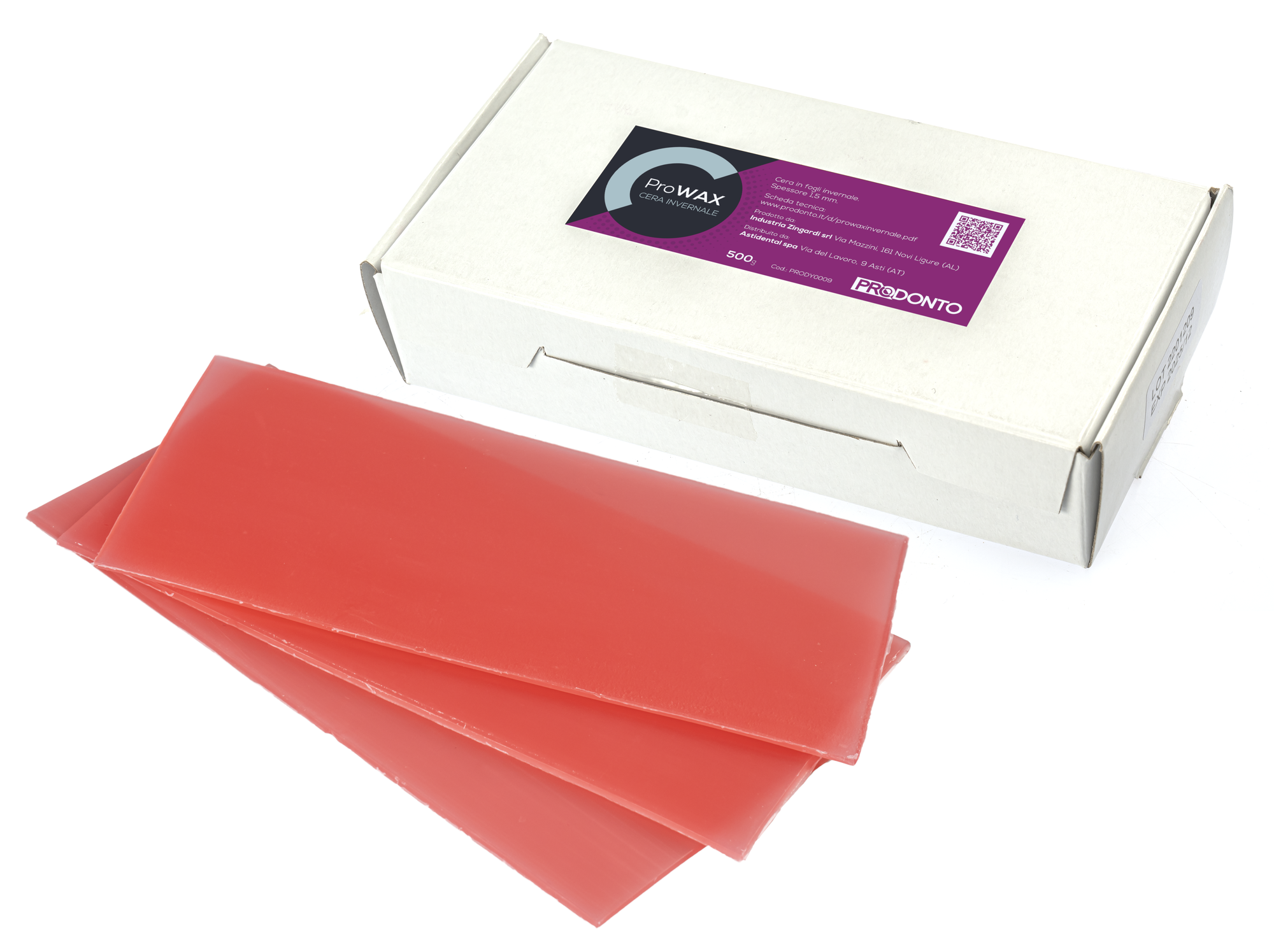 Cera universal en láminas adherente de baja contracción y excelente moldeabilidad para base y montaje de dientes para prótesis removible. Envase: 500 g.