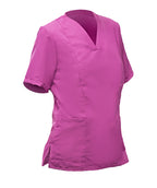 Women's fuchsia short-sleeved jacket with V-neck and pockets, XS