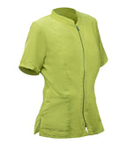 Women's lime green short-sleeved jacket with zip pockets, XL