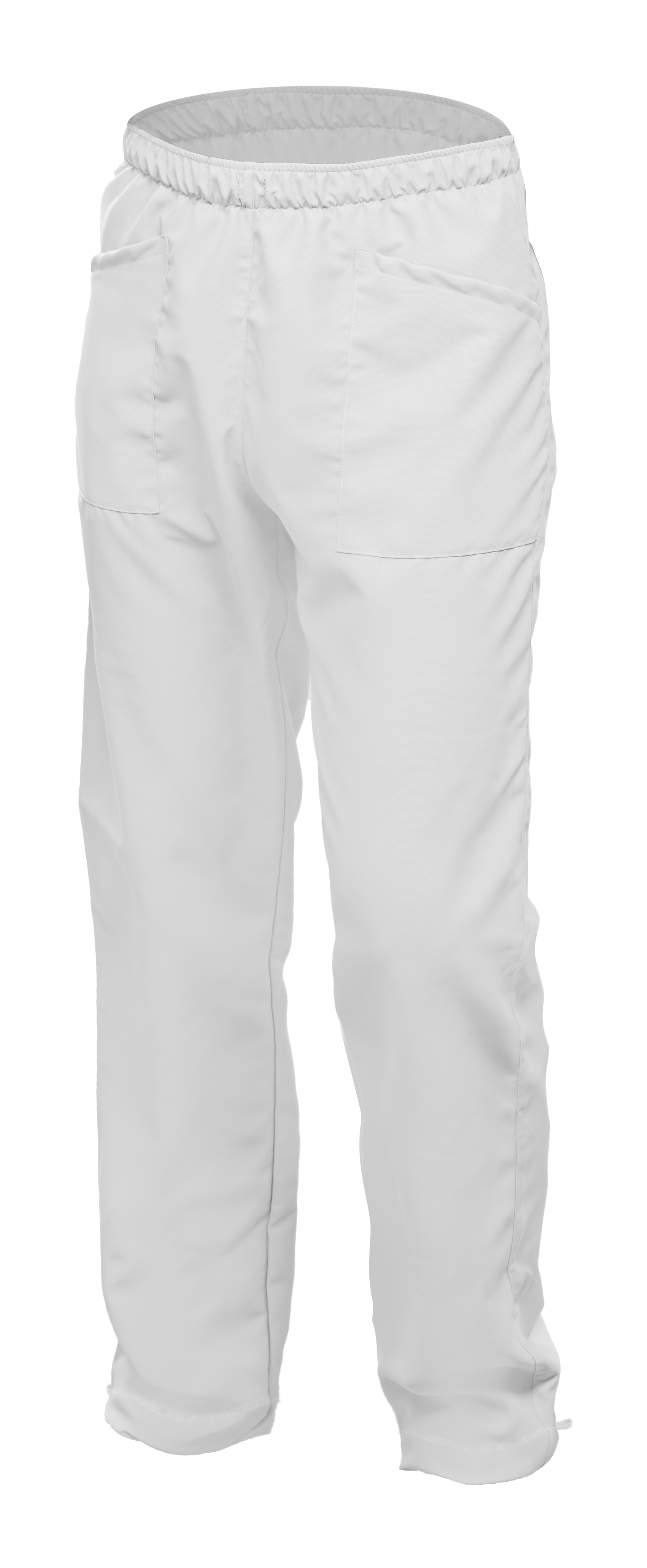 Unisex white trousers with elasticated pockets, XL