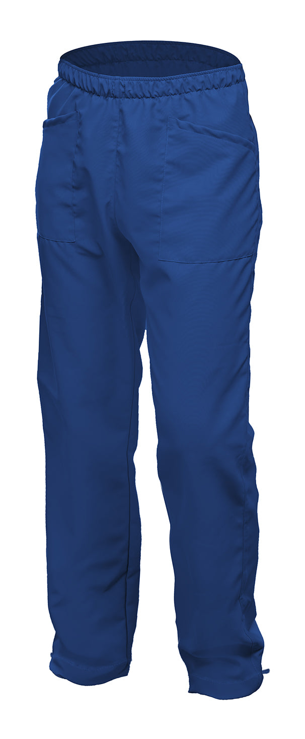 Unisex blue elasticated trousers with pockets, size S