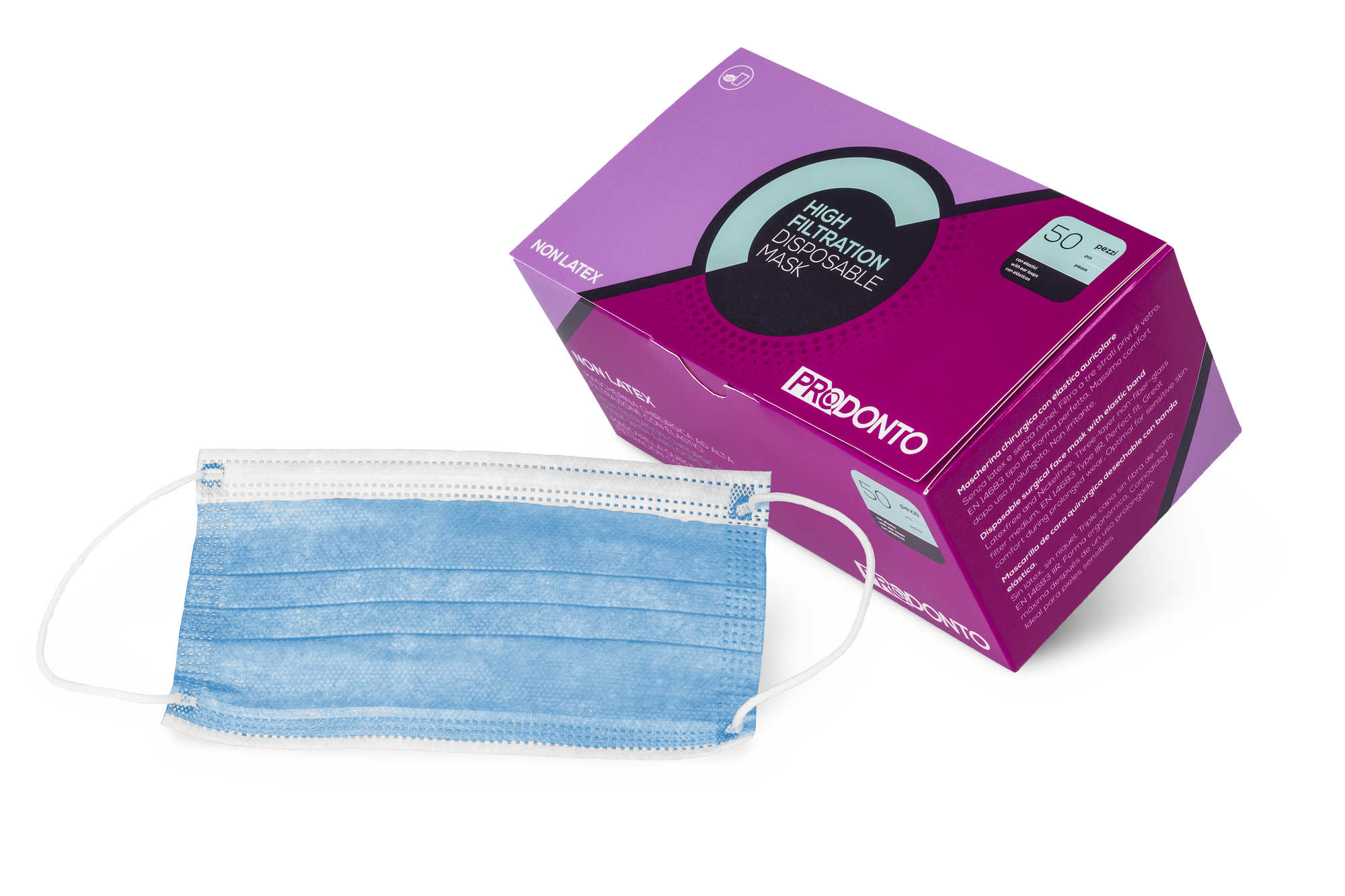 MASCARILLAS PRODONTO alta filtracion azul claro 50 ud