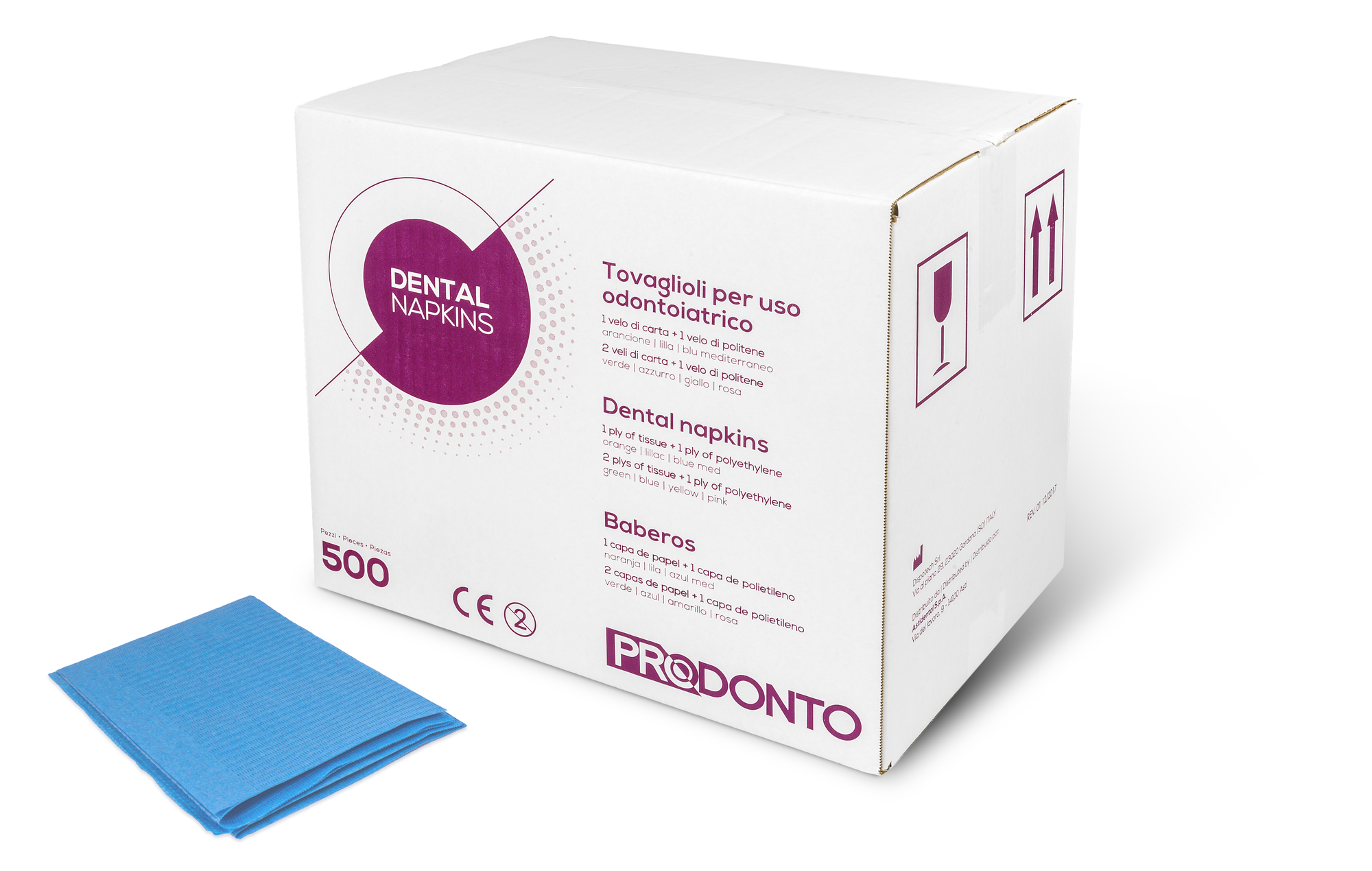 SERVILLETAS PLASTIFICADAS PRODONTO azul claro 500 ud