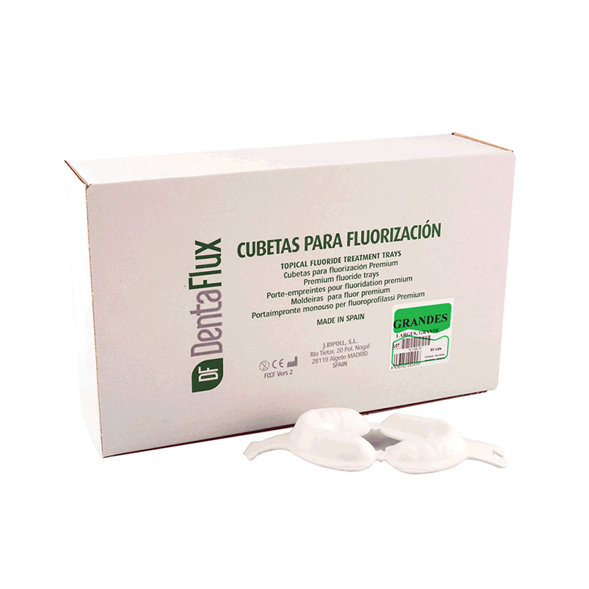 Small white DENTAFLUX fluoride trays, 50 units